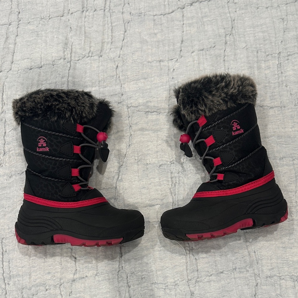 Kamik Black and Pink Fur-Lined Boots